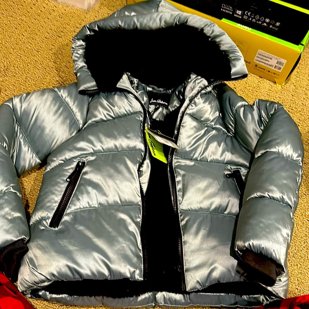 Girls Sage Metallic Puffer Jacket